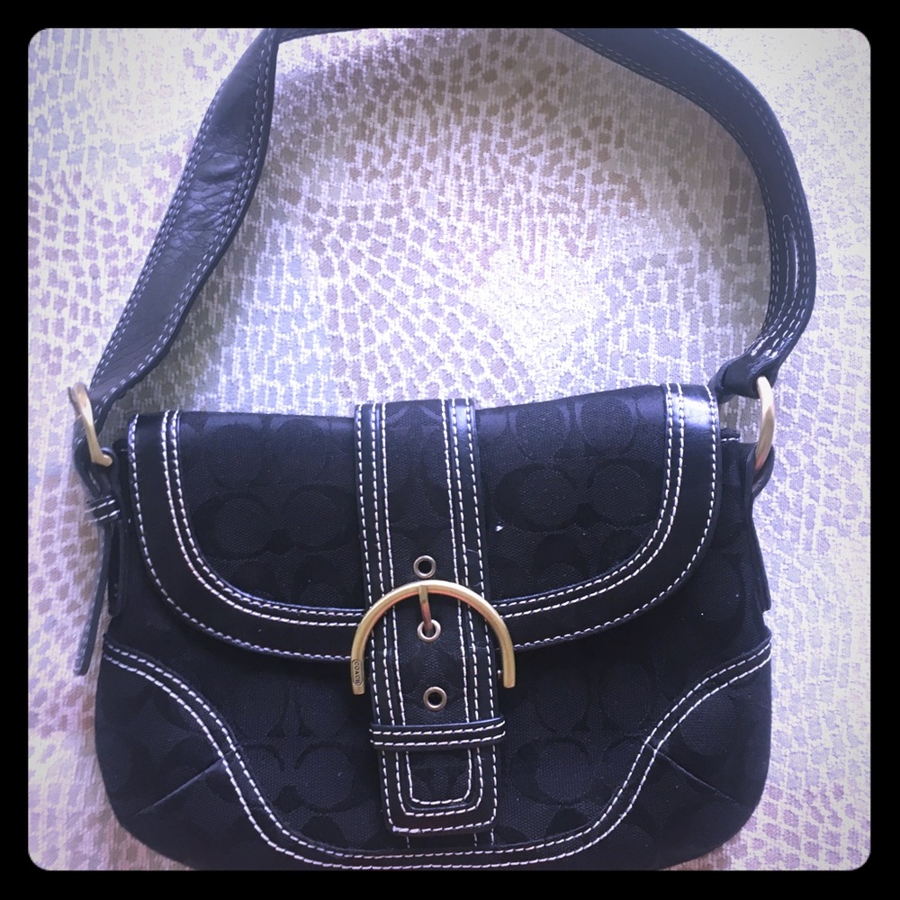 Coach black monogram shoulder bag